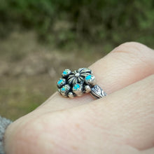 Load image into Gallery viewer, Sleeping Beauty Turquoise Flower Ring / Size 8.5