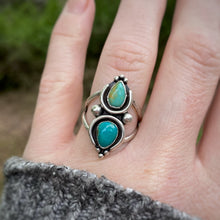 Load image into Gallery viewer, Double Kingman Turquoise Ring / Size 7.75-8