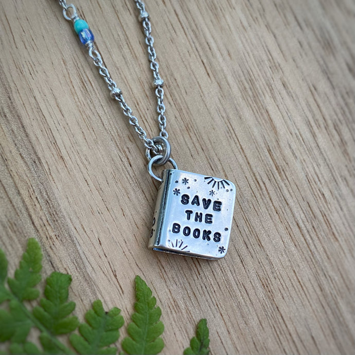 Save the Books {Blue Beads} Necklace / 18”