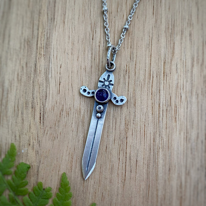 Amethyst Sword Necklace / 19”
