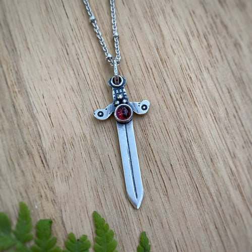 Garnet Sword Necklace / 19”