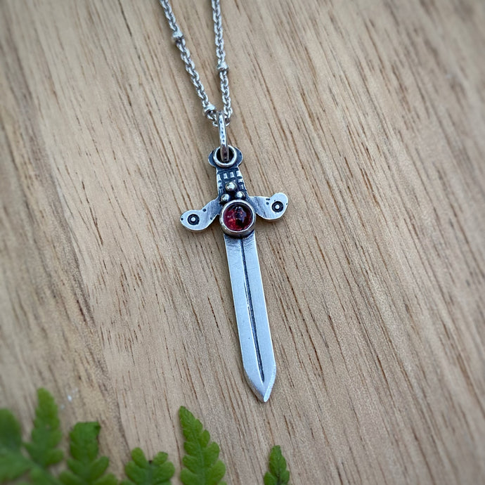 Garnet Sword Necklace / 19”