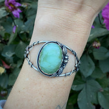 Load image into Gallery viewer, Chrysoprase &amp; Pyrite Moth &amp; Leaf Statement Cuff