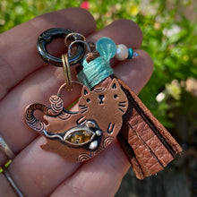 Load image into Gallery viewer, Babette the Cat Millefiori Glass Copper Charm