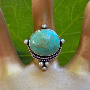 Turquoise Mountain Statement Ring / Size 7.25 - 7.5