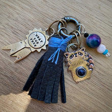 Load image into Gallery viewer, Clementine the Raccoon Blue Goldstone Copper Charm