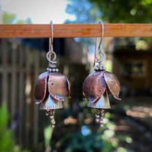 Load image into Gallery viewer, Mixed Metal Fuchsia Bell Earrings