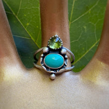 Load image into Gallery viewer, Peridot &amp; Turquoise Statement Ring / Size 8.25