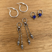 Load image into Gallery viewer, Lapis Lazuli &amp; Fringe Hoop Earring Set