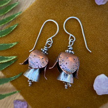 Load image into Gallery viewer, Mixed Metal Fuchsia Bell Earrings