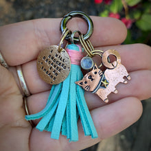 Load image into Gallery viewer, Socks the Cat Rainbow Moonstone Copper Charm