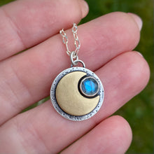 Load image into Gallery viewer, Mini Moon Necklace - Labradorite / 18” / Made to Order