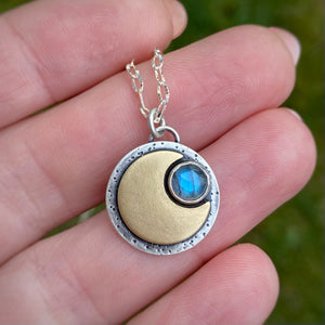 Mini Moon Necklace - Labradorite / 18” / Made to Order