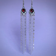 Load image into Gallery viewer, Garnet Chain Fringe Earrings