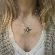 Load image into Gallery viewer, Rainbow Moonstone Fan Necklace / 18”