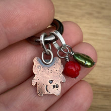 Load image into Gallery viewer, Louise the Bear Copper &amp; Peach Moonstone Charm