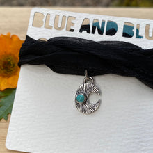 Load image into Gallery viewer, Turquoise &amp; Silver Moon Silk Choker
