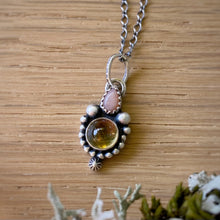Load image into Gallery viewer, Pink Opal &amp; Beer Quartz Pendant Necklace / 17”
