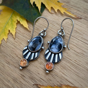 Dendritic Opal & Sunstone Striped Earrings