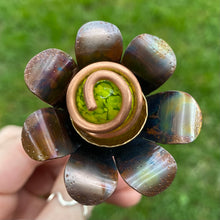 Load image into Gallery viewer, Copper, Brass, &amp; Glass Flower Pick / Yellow Speckles
