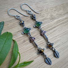 Load image into Gallery viewer, Citrine, Green Serpentine, &amp; Tiger’s Eye Forest Nymph Earrings