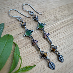 Citrine, Green Serpentine, & Tiger’s Eye Forest Nymph Earrings