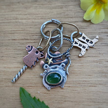 Load image into Gallery viewer, Annie the Cowgirl Frog Green Serpentine Charm Set