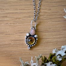 Load image into Gallery viewer, Pink Opal &amp; Beer Quartz Pendant Necklace / 17”