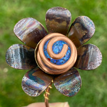 Load image into Gallery viewer, Copper, Brass, &amp; Glass Flower Pick / Blue Speckles