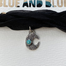 Load image into Gallery viewer, Turquoise &amp; Silver Moon Silk Choker