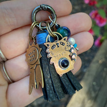 Load image into Gallery viewer, Clementine the Raccoon Blue Goldstone Copper Charm