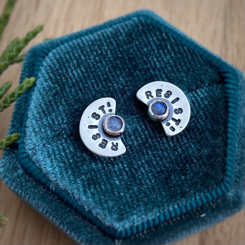 Labradorite “Resist” Studs