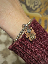 Load image into Gallery viewer, Louise the Bear Copper &amp; Peach Moonstone Charm