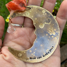 Load image into Gallery viewer, Brass &amp; Glass Crescent Moon Ornament {B}