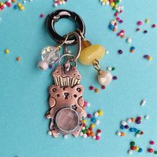Load image into Gallery viewer, Andrew, the Party Bear Rose Quartz &amp; Copper Charm