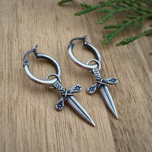 Load image into Gallery viewer, Green Serpentine &amp; Dagger Hoop Earring Set