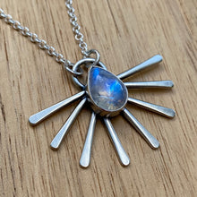 Load image into Gallery viewer, Rainbow Moonstone Fan Necklace / 18”