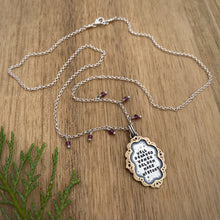 Load image into Gallery viewer, “Well Behaved Women” Ornate Frame Necklace / 22”