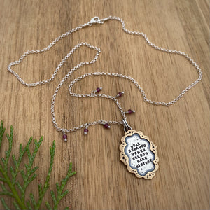 “Well Behaved Women” Ornate Frame Necklace / 22”