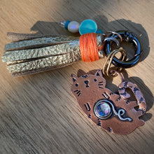 Load image into Gallery viewer, Zazzy the Cat Glitter Copper Charm