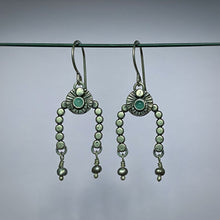 Load image into Gallery viewer, Amazonite &amp; Pearl Arch Dangle Earrings