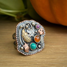 Load image into Gallery viewer, Carnelian, Chrysocolla, &amp; Pink Sapphire Forager Statement Ring / Size 7.75 - 8