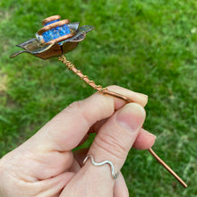 Load image into Gallery viewer, Copper, Brass, &amp; Glass Flower Pick / Blue Speckles