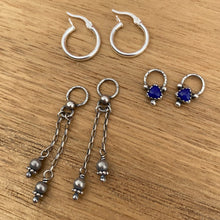 Load image into Gallery viewer, Lapis Lazuli &amp; Fringe Hoop Earring Set