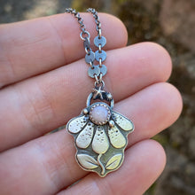 Load image into Gallery viewer, Pink Opal Coneflower Necklace / 19”