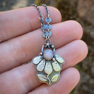 Pink Opal Coneflower Necklace / 19”