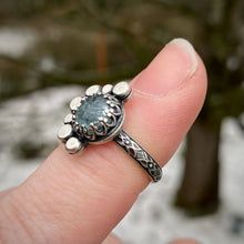 Load image into Gallery viewer, Aquamarine Asymmetrical Dots Ring / Size 5.25