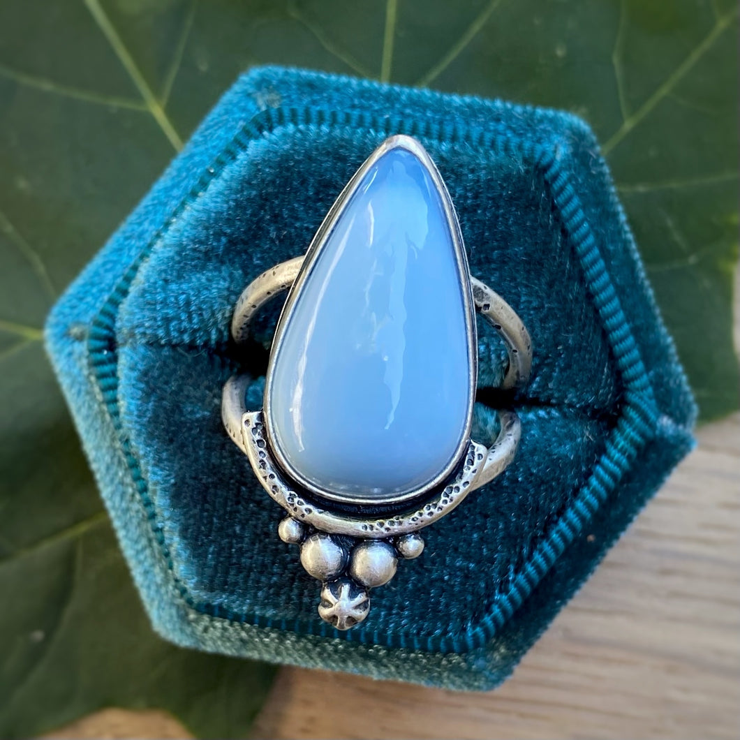 Owyhee Blue Opal Statement Ring / Size 8.5 - 8.75