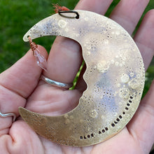Load image into Gallery viewer, Brass &amp; Glass Crescent Moon Ornament {D}