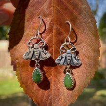 Load image into Gallery viewer, Jade Teardrop Moth Earrings